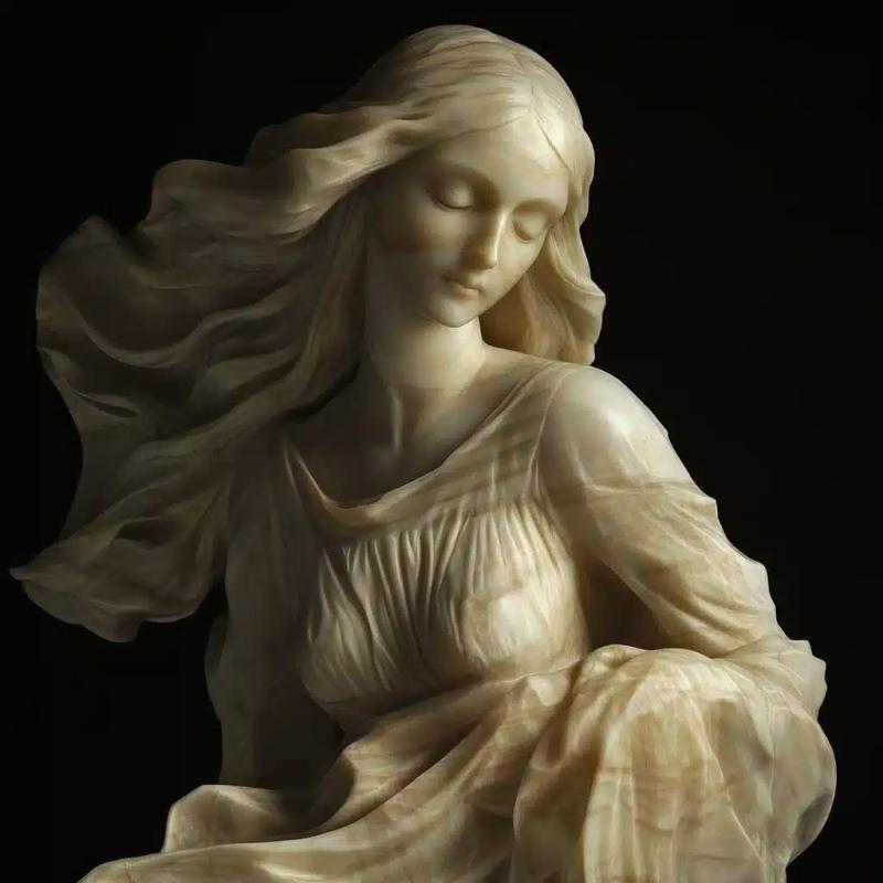 Detailed Marble Woman Statue