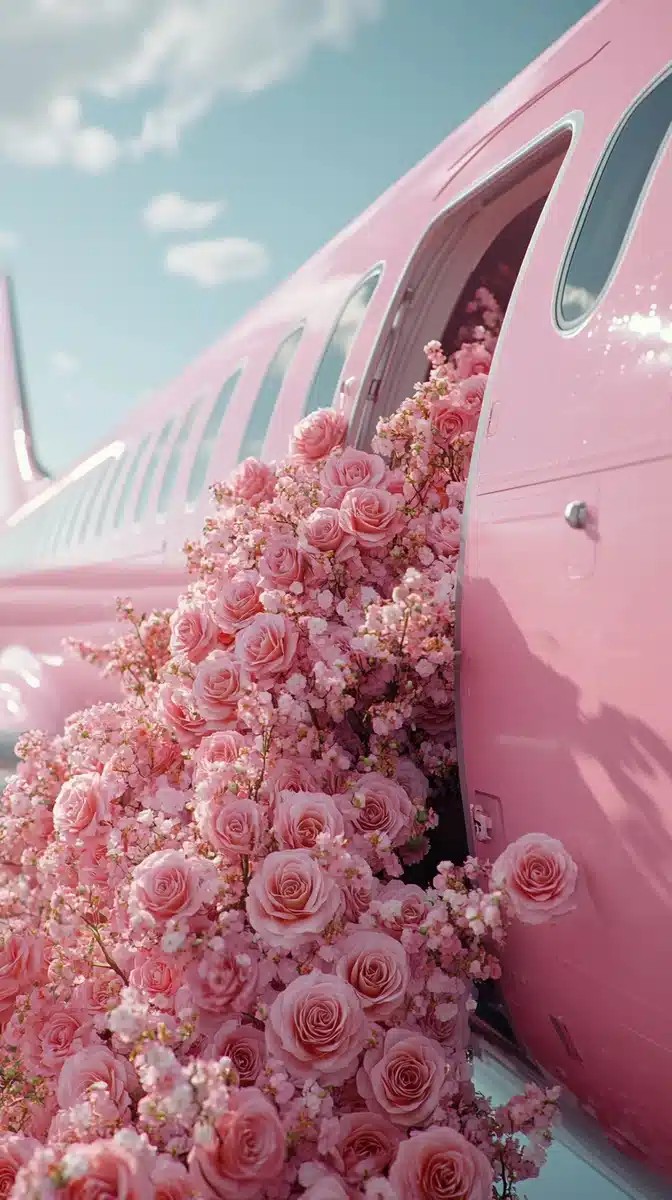 Pink Airplane with Roses