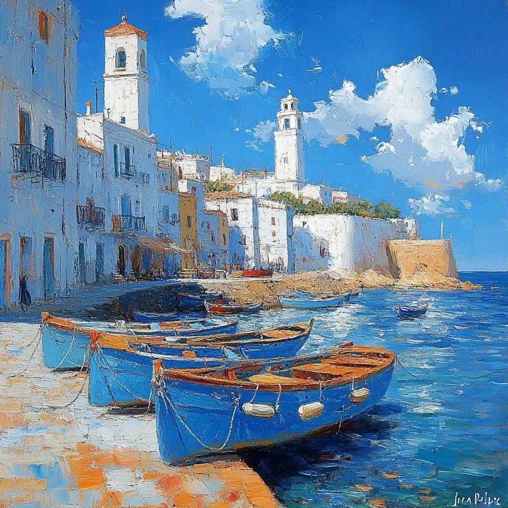 Impressionist Fishing Boats Scene