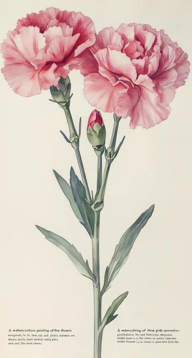 Botanical Watercolour Carnations