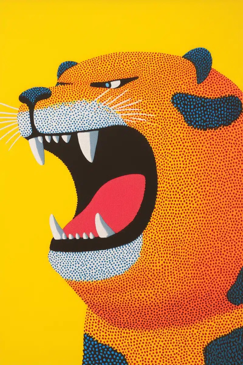 Geometric Tiger Totem Print