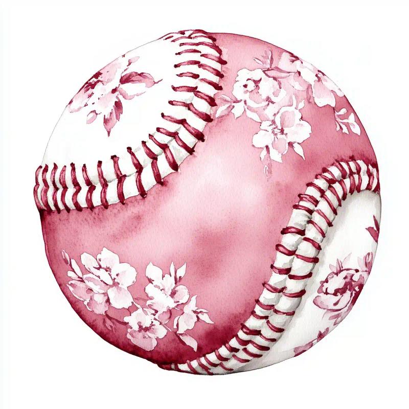 Watercolor Baseball with Chinoiserie