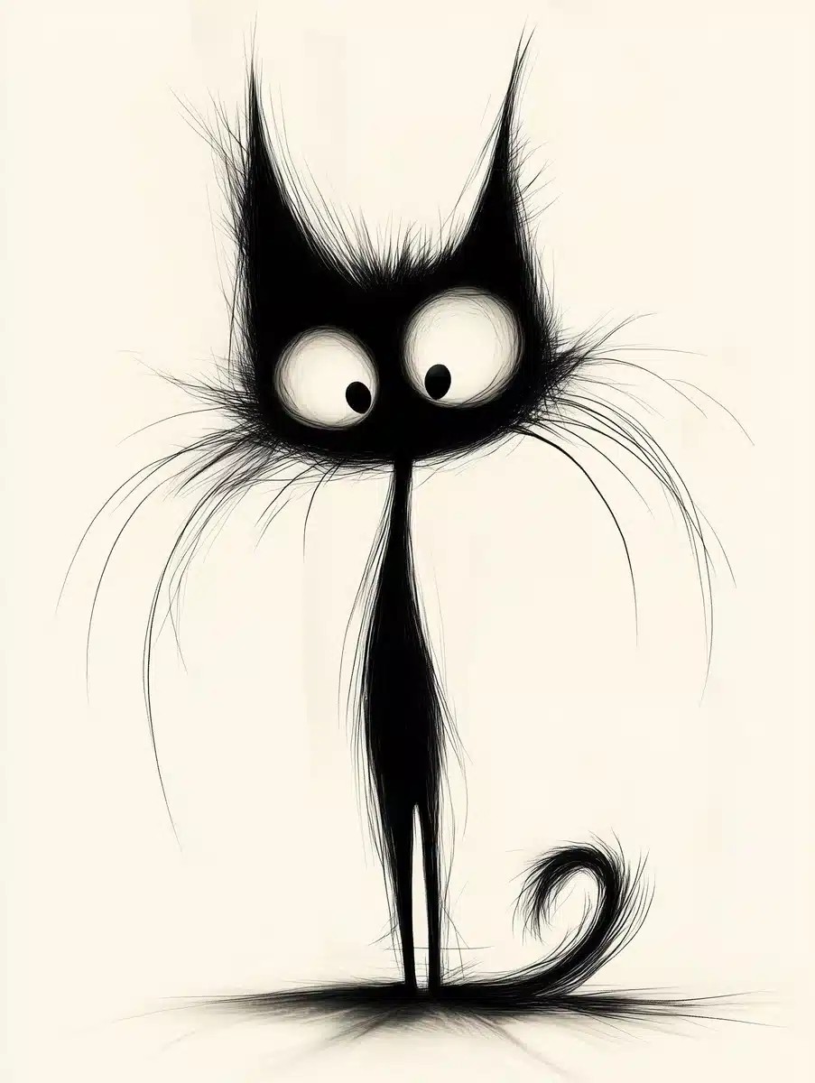 Minimalist Cat Silhouette Drawing