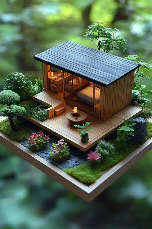 Minimalist Cabin in Garden