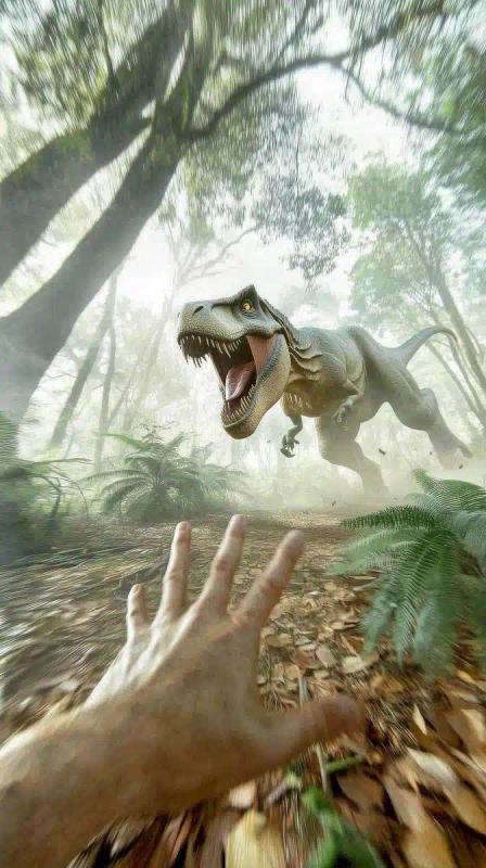 Photorealistic T-Rex Chase