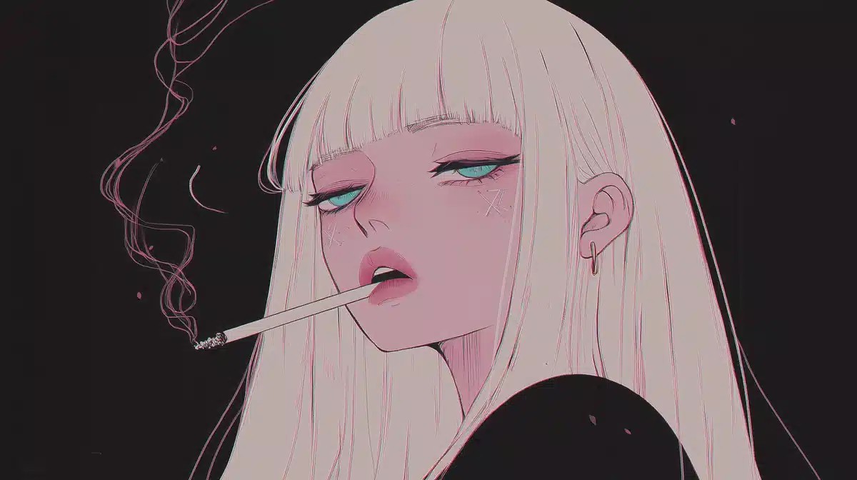 Anime Girl Smoking Room