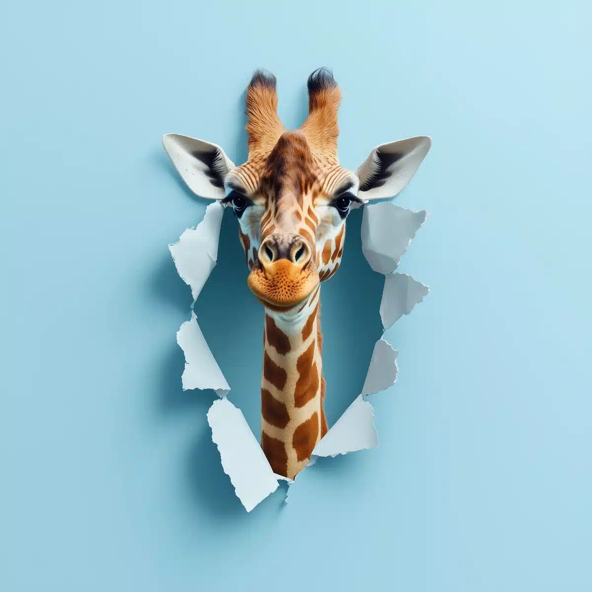 Giraffe Emerging from Paper