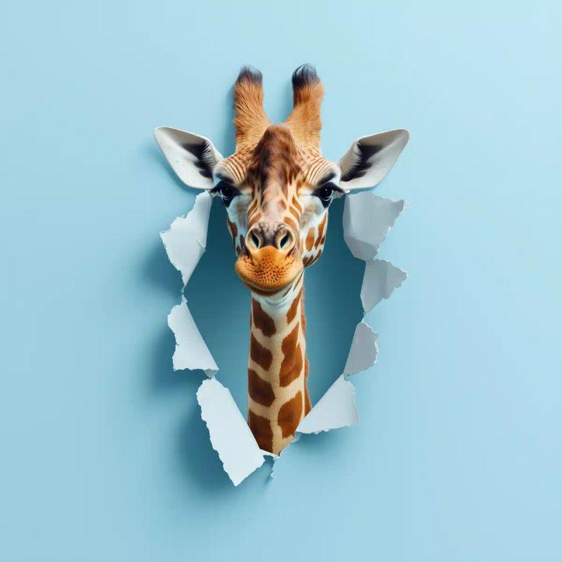 Giraffe Emerging from Paper