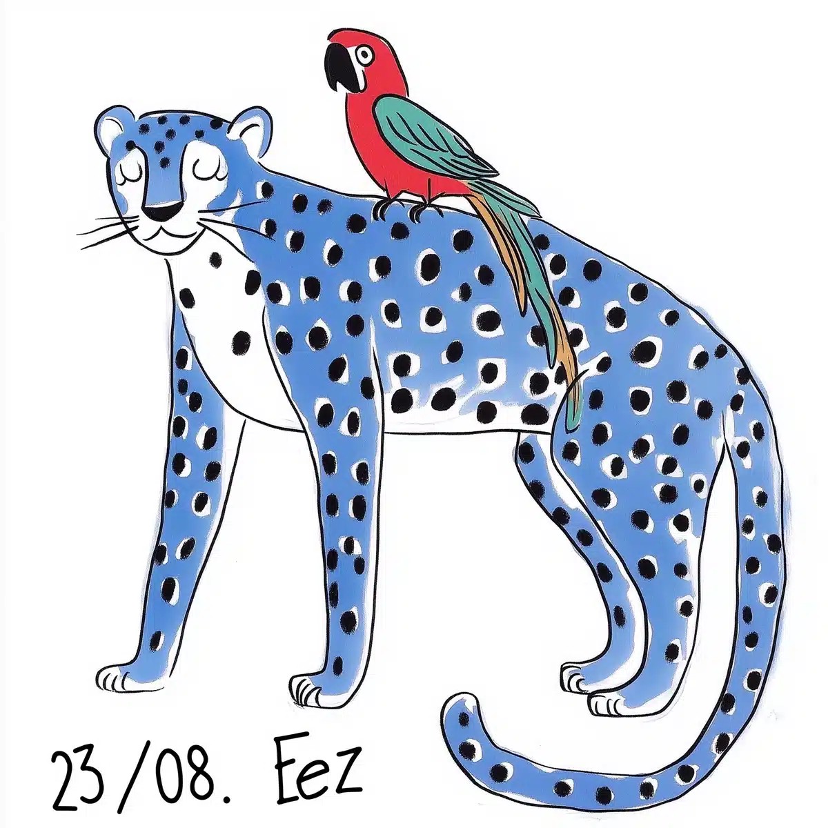 Matisse-Style Leopard with Parrot