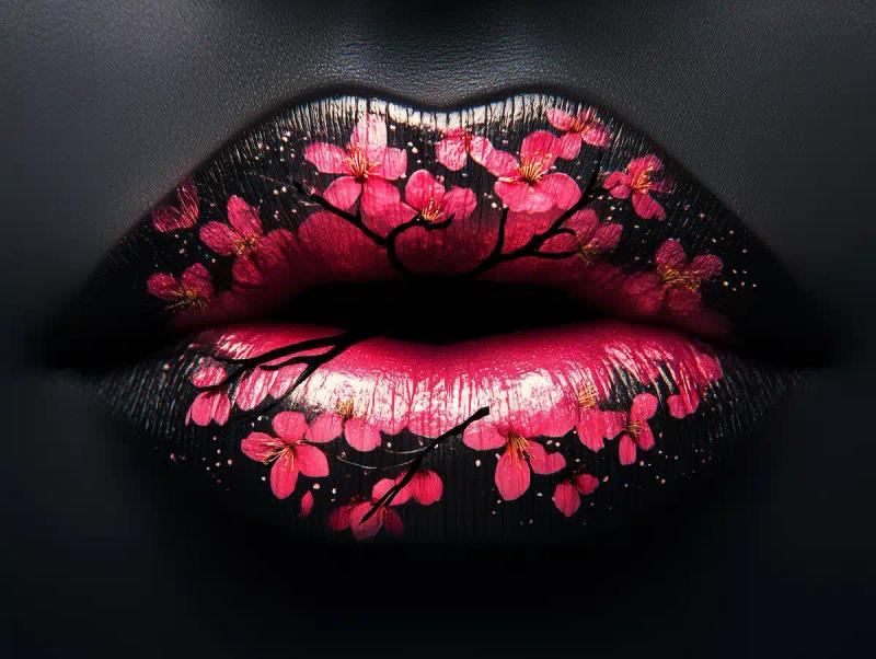 Sakura Silhouette on Lips