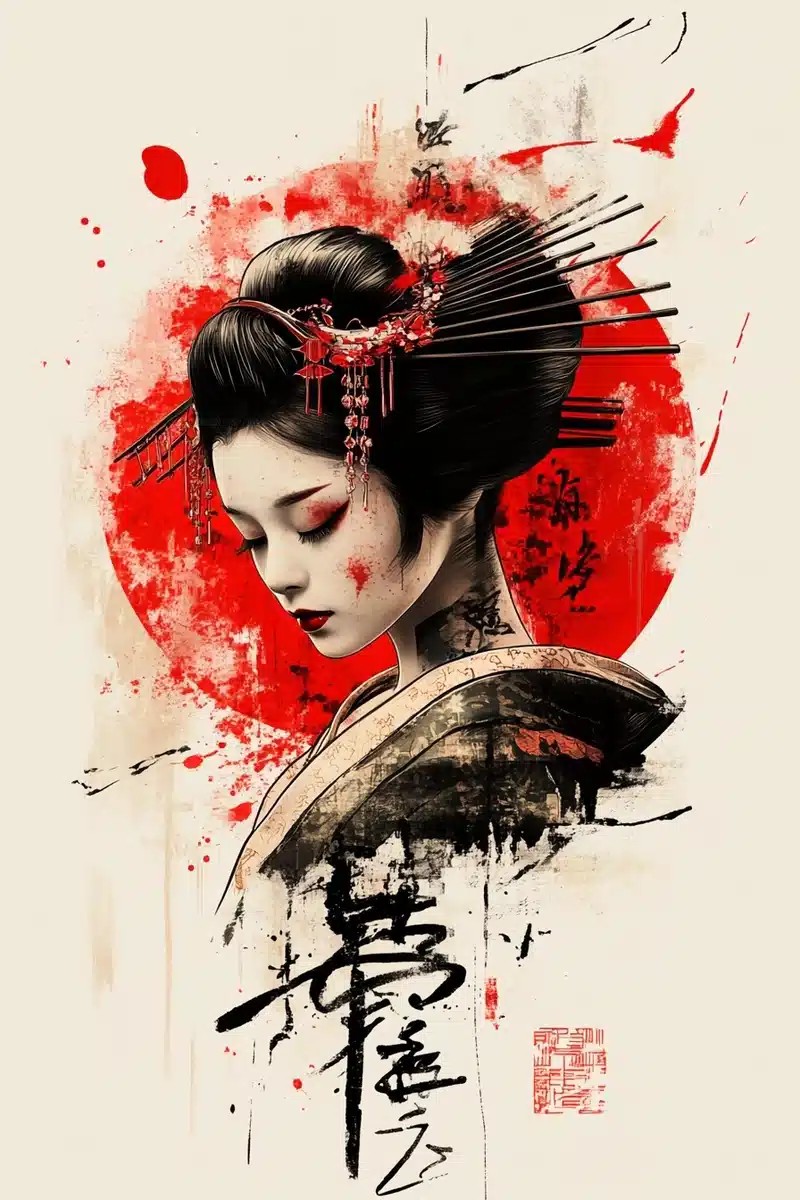 Cyberpunk Geisha Vector Art