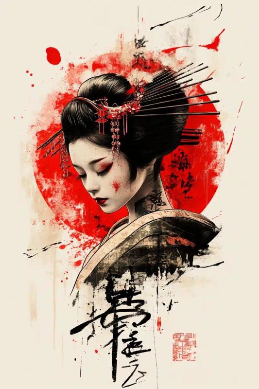 Cyberpunk Geisha Vector Art
