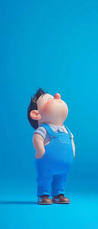Plump Character in Overalls
