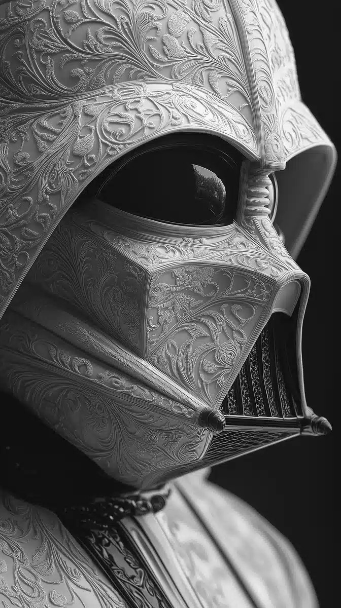 Intricate Pencil Drawing of Vader Mask