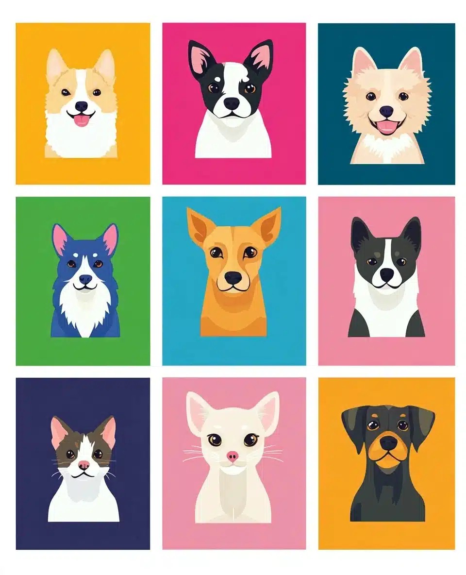 Colorful Animal Portraits Poster