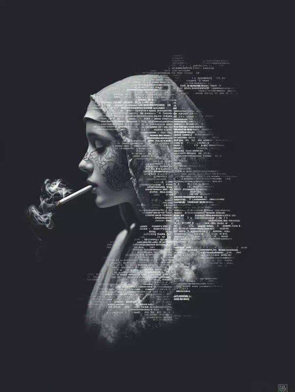 ASCII Nun with Tattoos