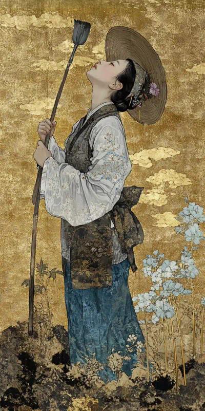 Chinese Farmer in Field