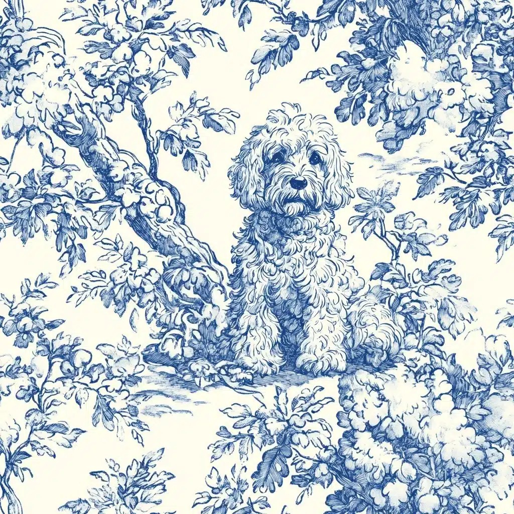 Toile Pattern with Labradoodle