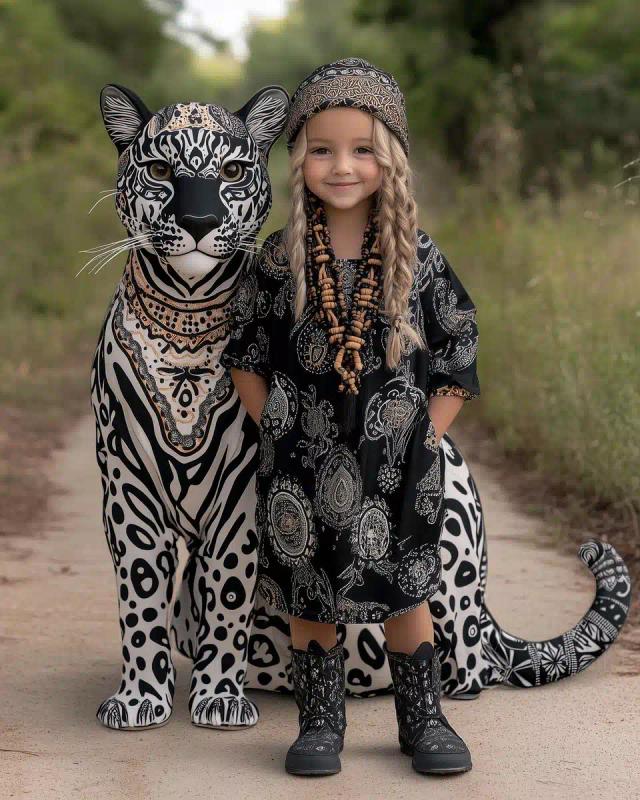 Toddler and Panther Portrait