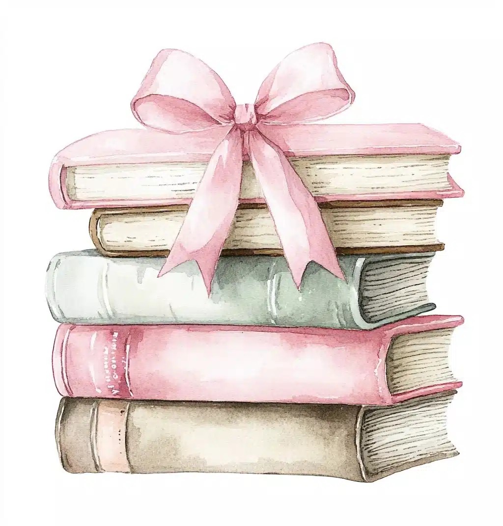 Vintage Watercolor Book Stack