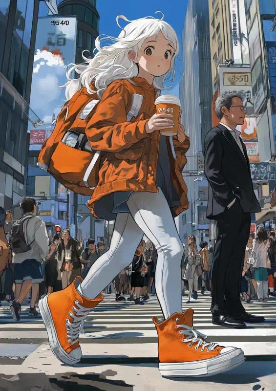 Anime Girl in Urban Scene