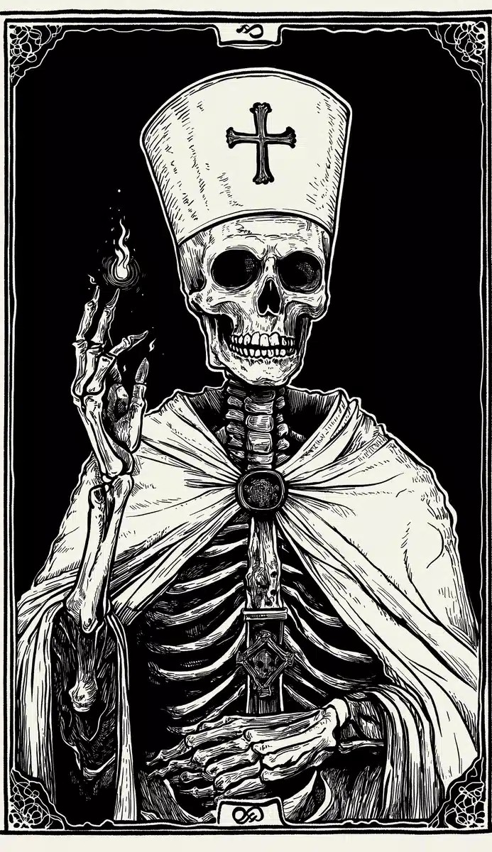 Skeleton Priest Tarot Card
