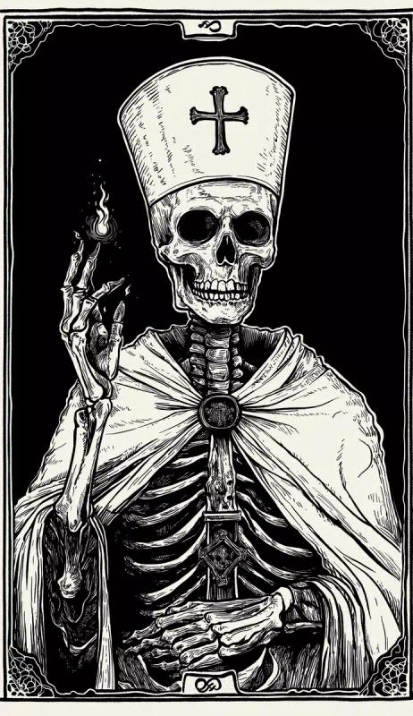 Skeleton Priest Tarot Card