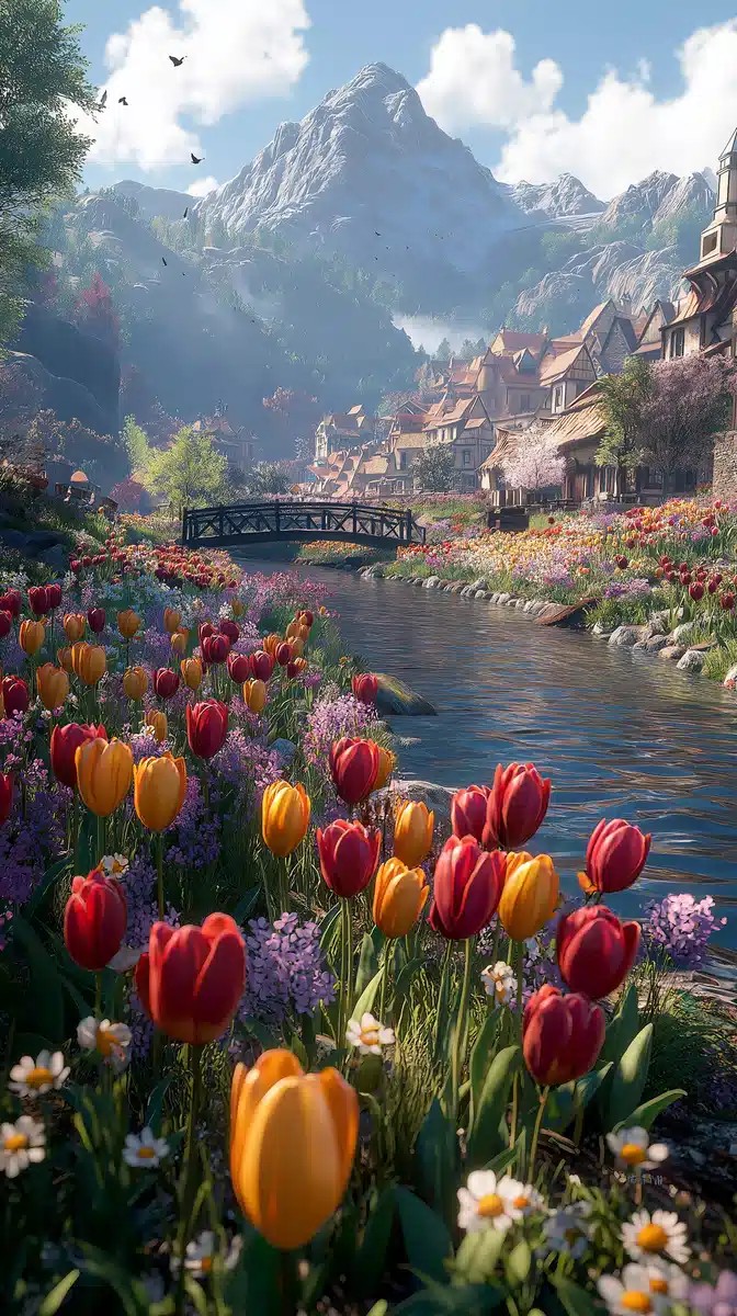 Vibrant Spring Landscape Scene
