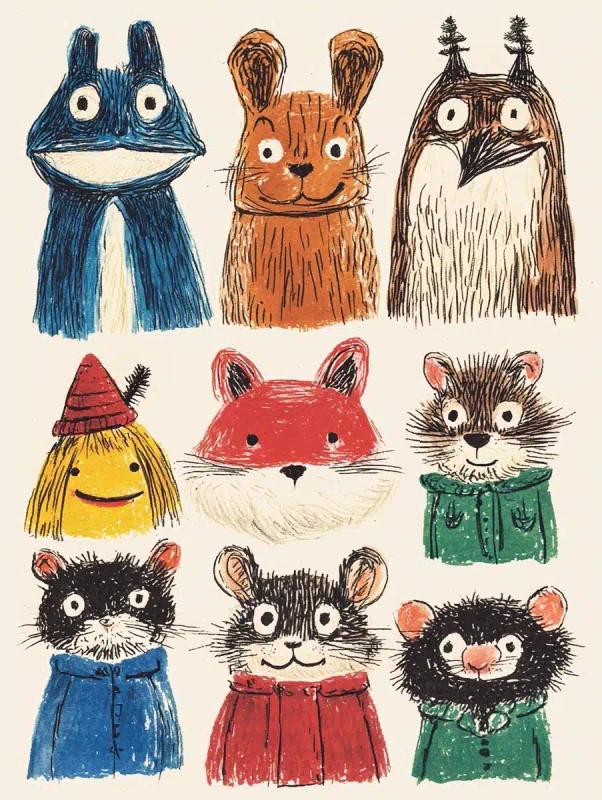 Cute Animals Lineup Illustration