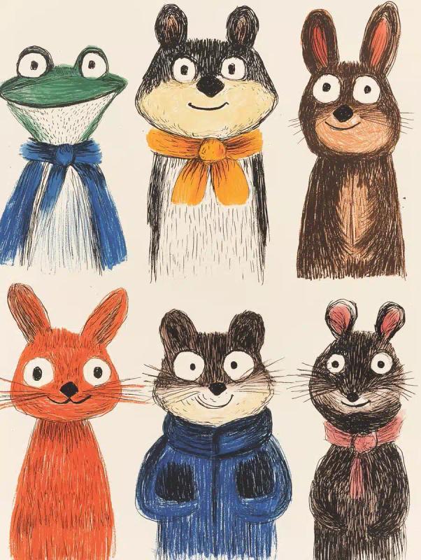 Dressed Animals in Line