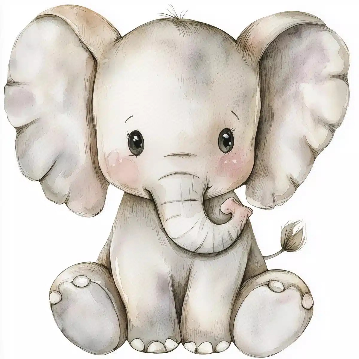 Pastel Elephant Outline Art