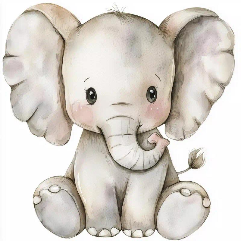 Pastel Elephant Outline Art