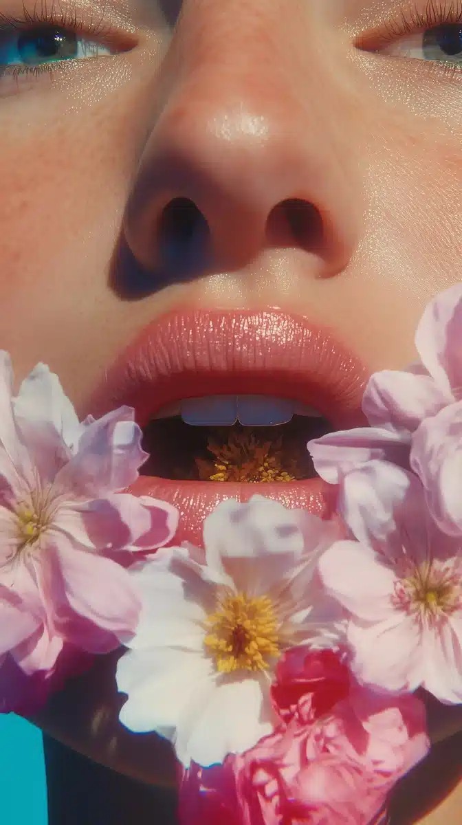 Surreal Floral Lips Portrait