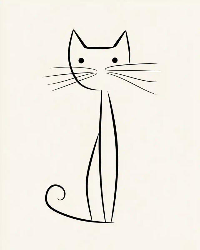 Minimalist Stick Cat Art