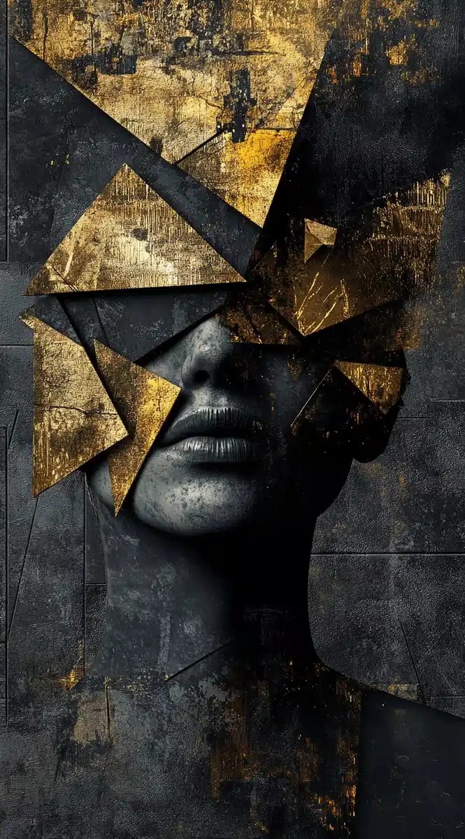 Abstract Golden Metal Head