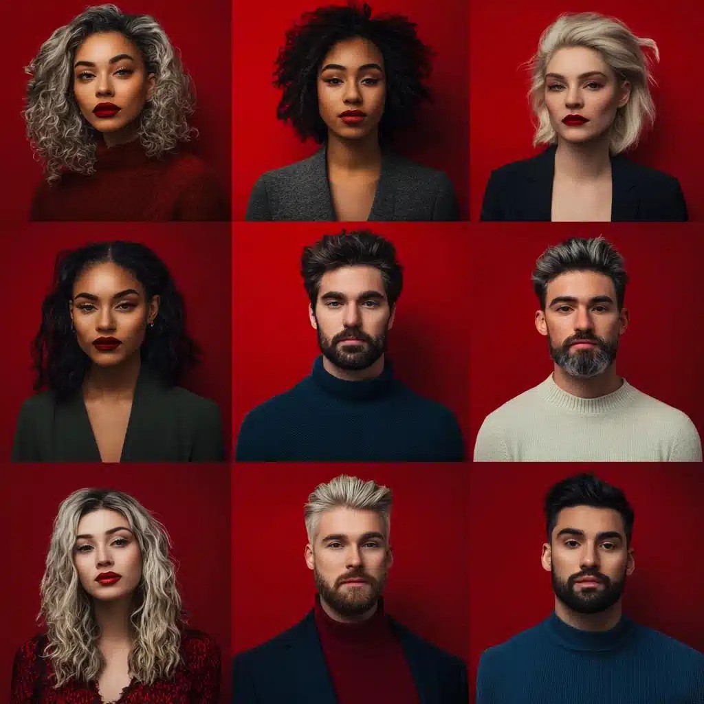 Diverse Portraits on Red