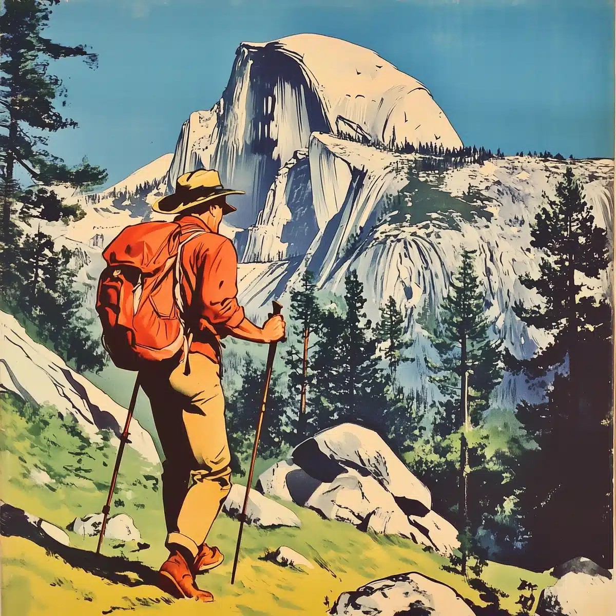 Vintage Cartoon Yosemite Hike