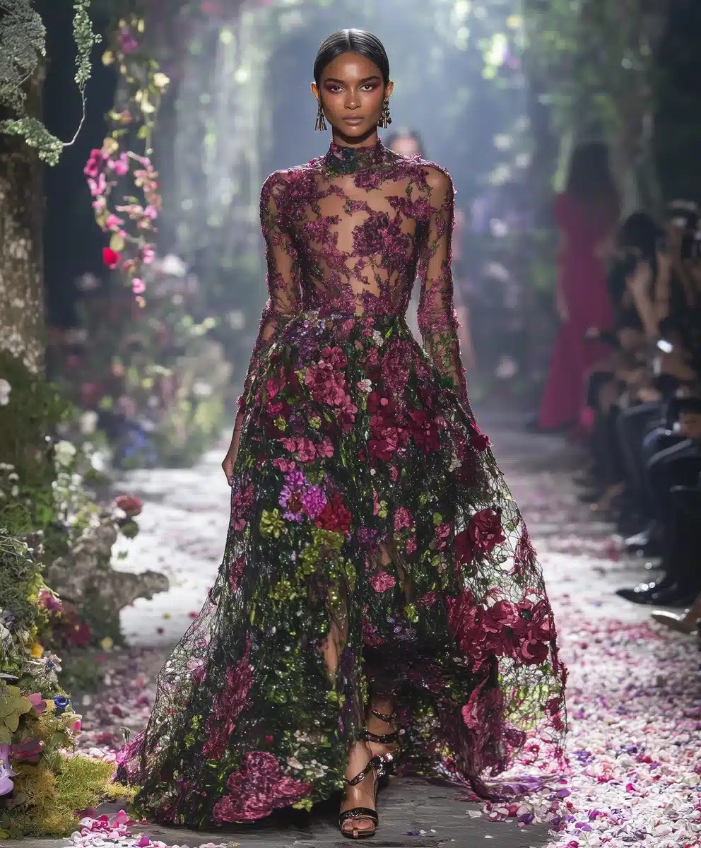High-Fashion Model in Garden