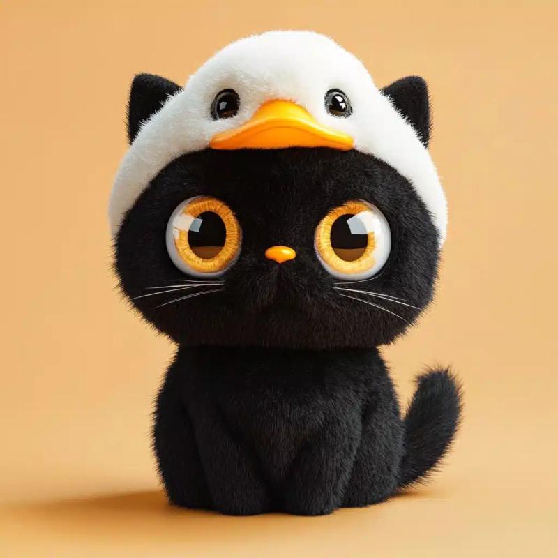 3D Plush Black Cat