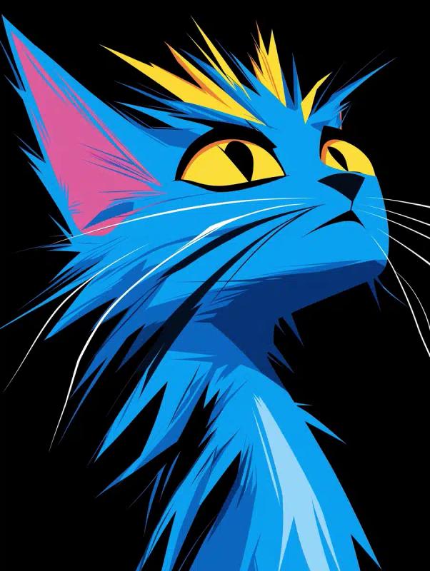 Sinister Feline Silhouette Illustration