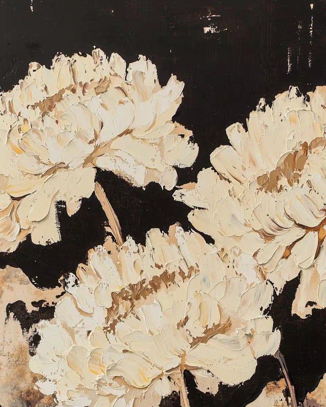 Impressionist Cream Mums Painting