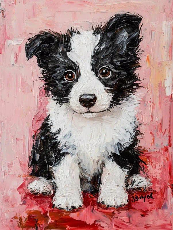 Impasto Border Collie Portrait