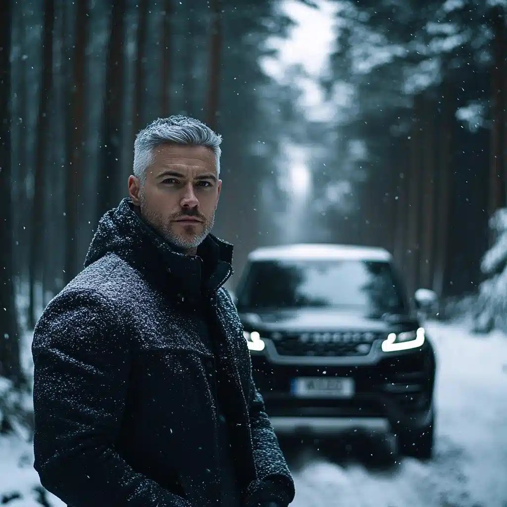 Businessman in Snowy Forest