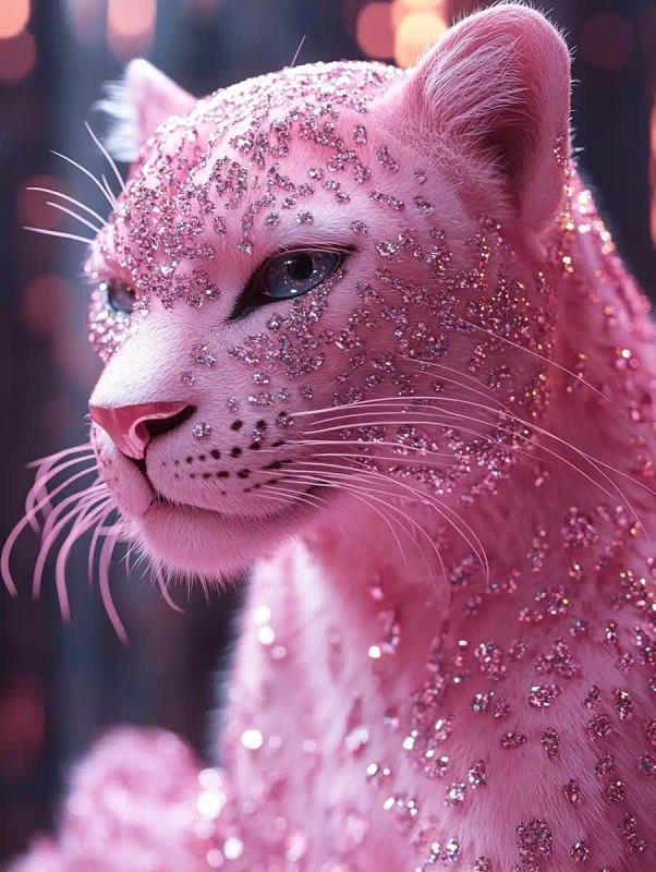 Hyper-Realistic Pink Leopard