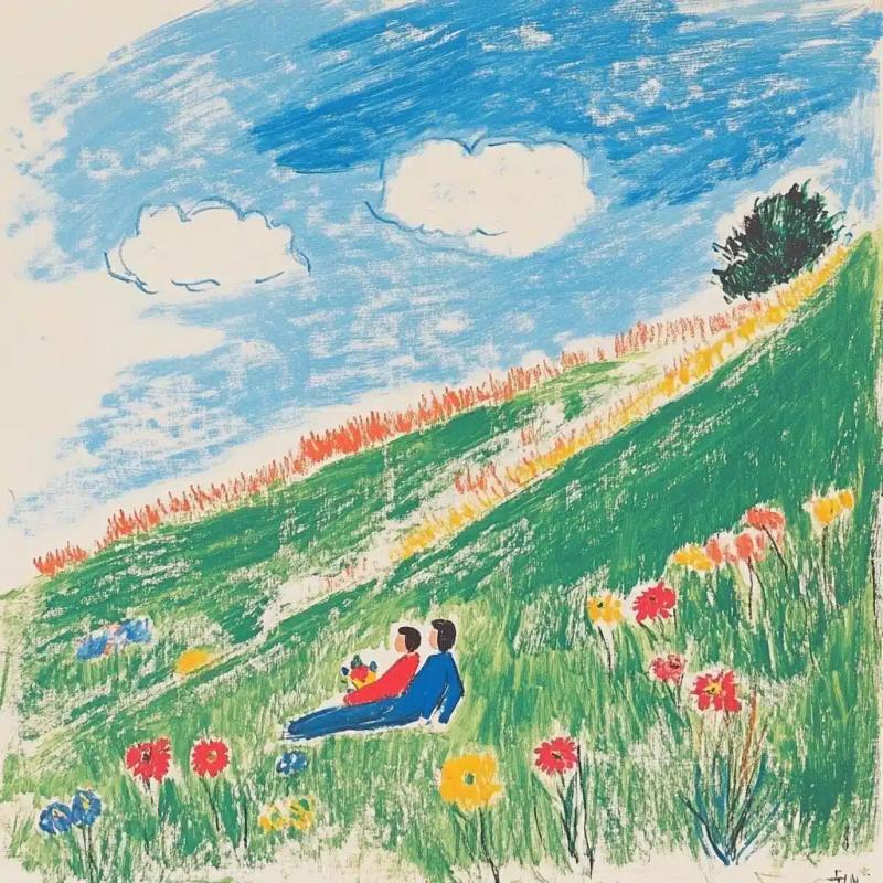 Couple on Floral Hillside