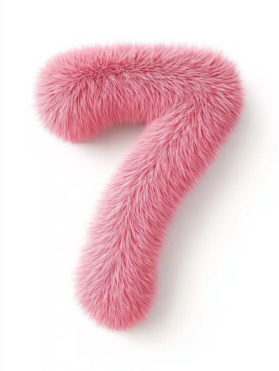 Furry Pink Number 7 3D