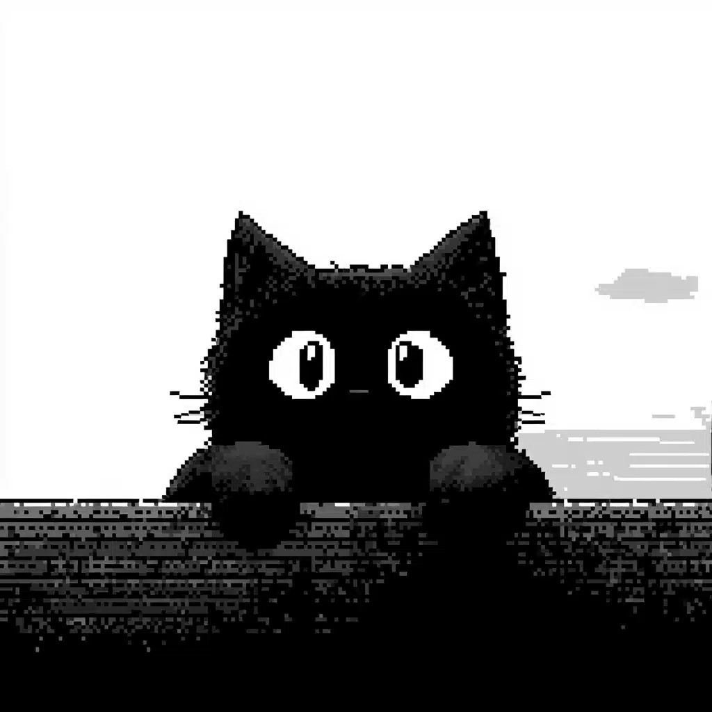 Pixelated Cat Silhouette Border