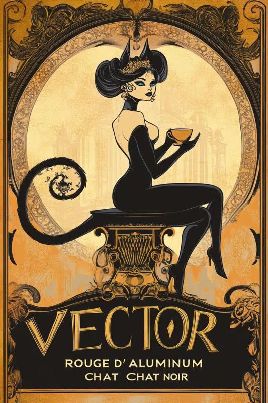 Art Nouveau Cat Woman Poster