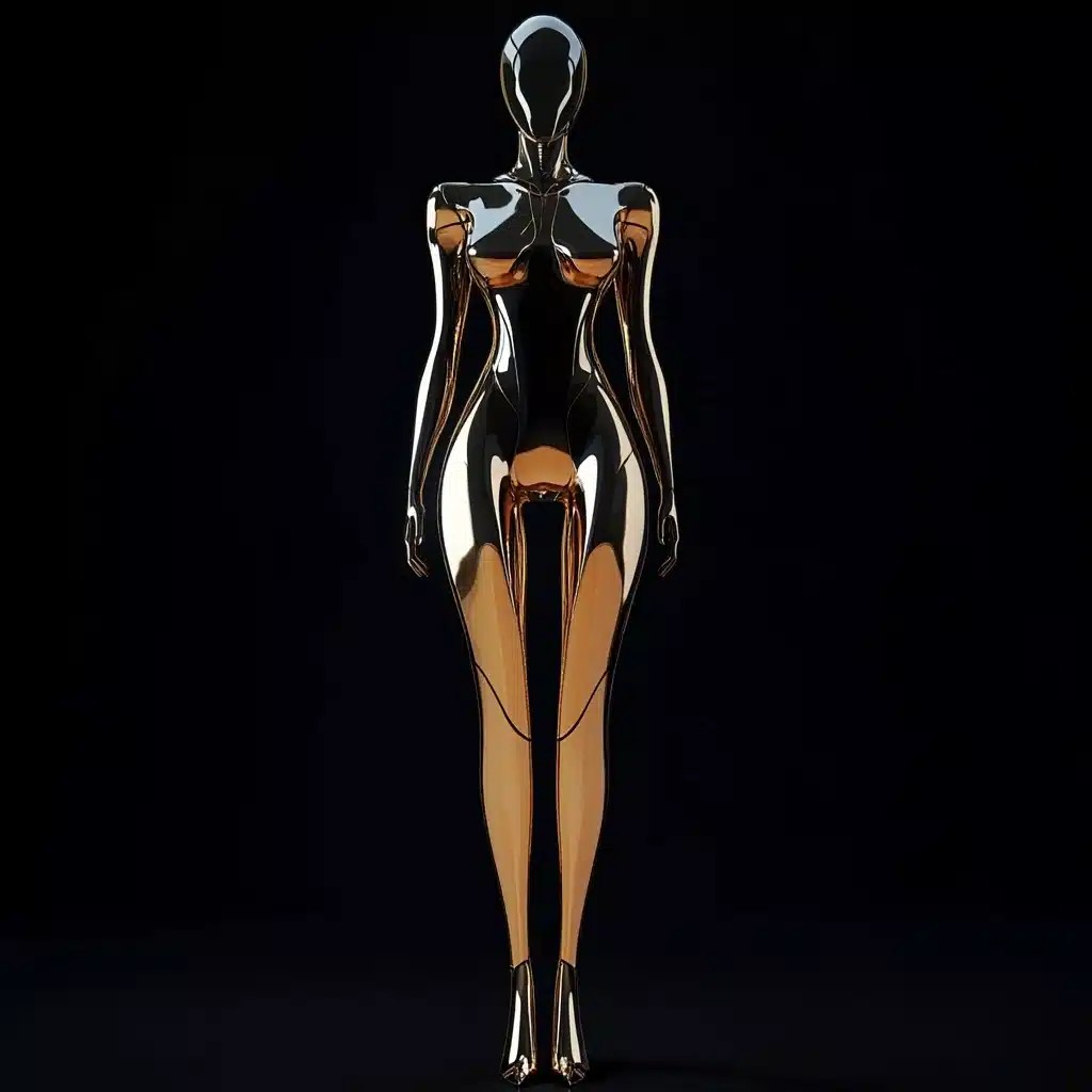 Futuristic Bronze Robot Woman