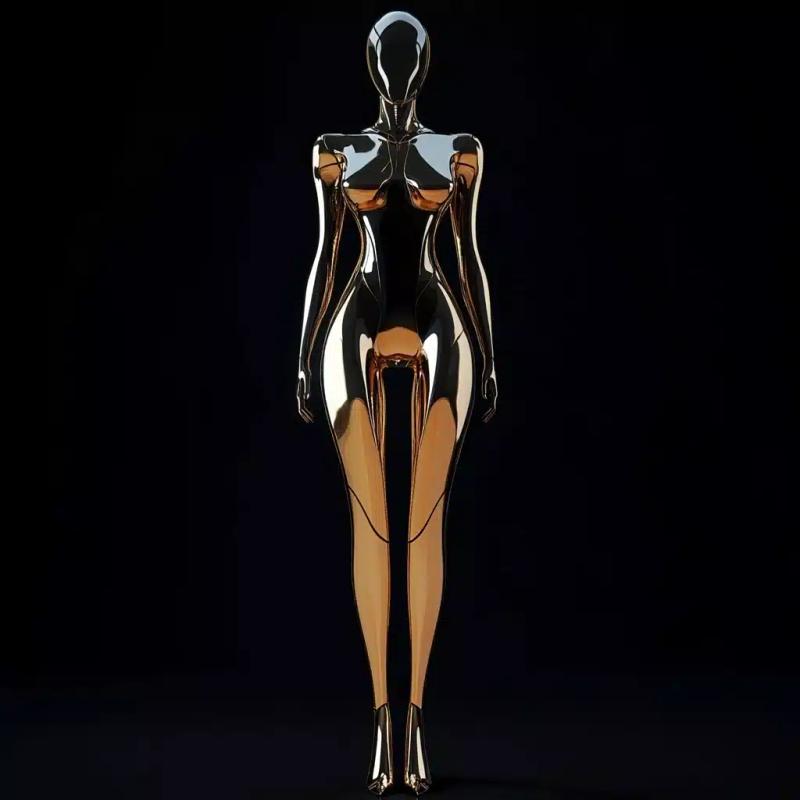 Futuristic Bronze Robot Woman